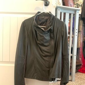 Elie tahari gray leather jacket
